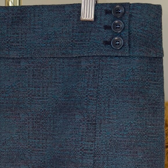 NBW Vintage Ann Taylor 100% Cotton Blue & Grey Tweed Pencil Skirt| US 14 - Picture 4 of 11